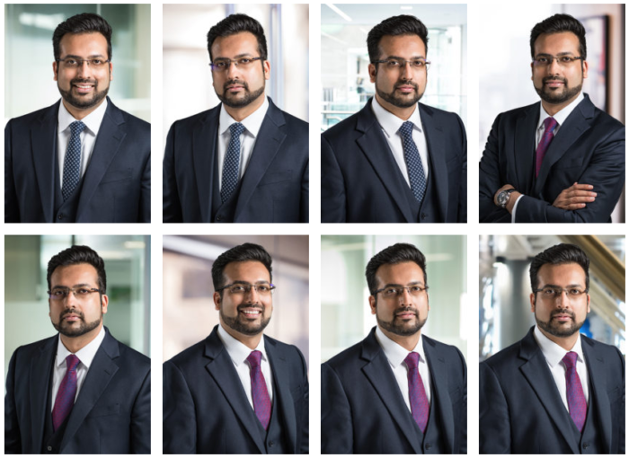Selection of corporate headshots with different London office background